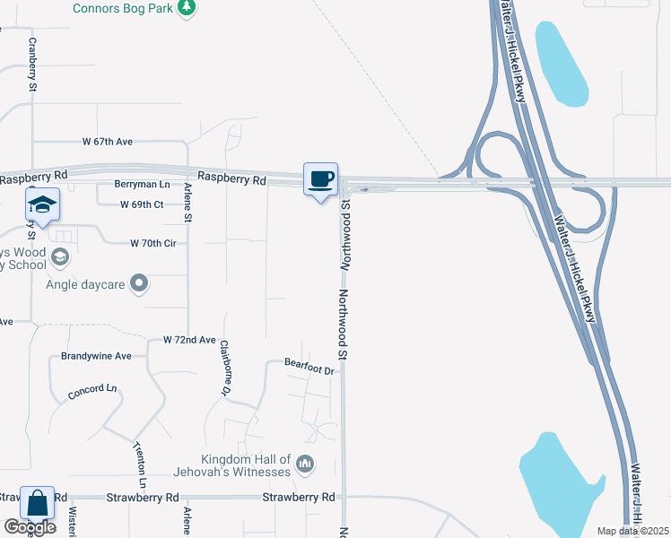 map of restaurants, bars, coffee shops, grocery stores, and more near 7060 Northwood Street in Anchorage