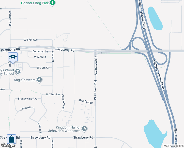map of restaurants, bars, coffee shops, grocery stores, and more near 7020 Northwood Drive in Anchorage