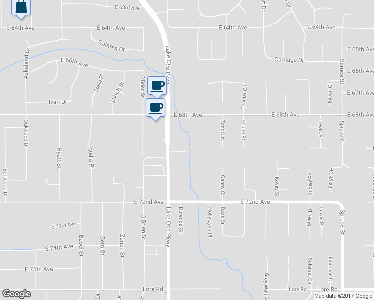 map of restaurants, bars, coffee shops, grocery stores, and more near 6949 Creekview Loop in Anchorage