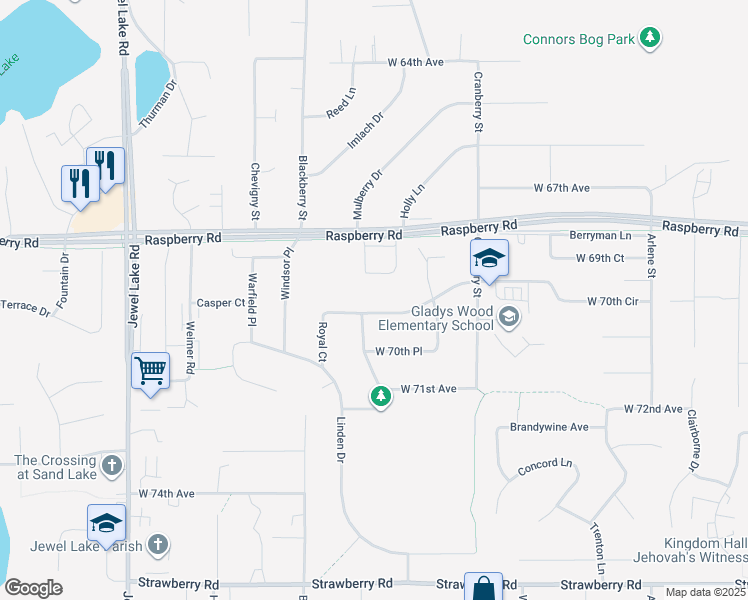 map of restaurants, bars, coffee shops, grocery stores, and more near 3341 W 69th Ave in Anchorage
