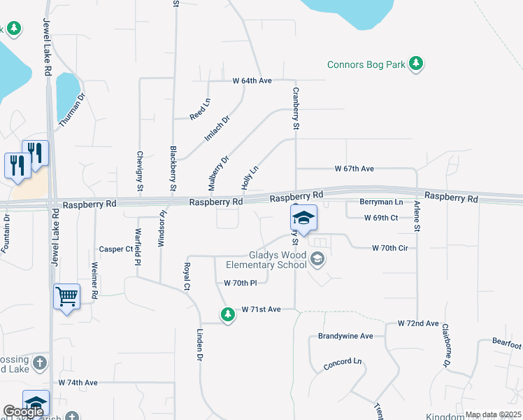 map of restaurants, bars, coffee shops, grocery stores, and more near 3149 Raspberry Road in Anchorage