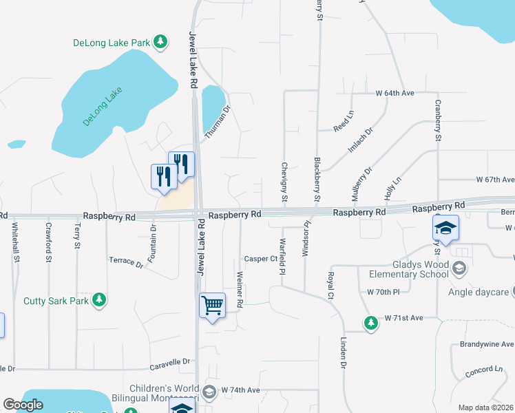 map of restaurants, bars, coffee shops, grocery stores, and more near 3601 Raspberry Road in Anchorage