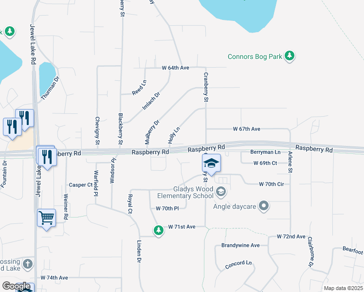 map of restaurants, bars, coffee shops, grocery stores, and more near 3149 Raspberry Road in Anchorage
