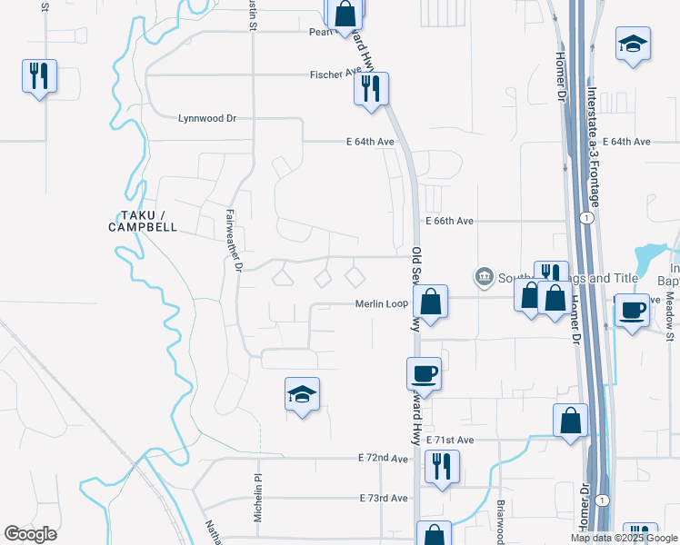 map of restaurants, bars, coffee shops, grocery stores, and more near 501 Copperbush Court in Anchorage