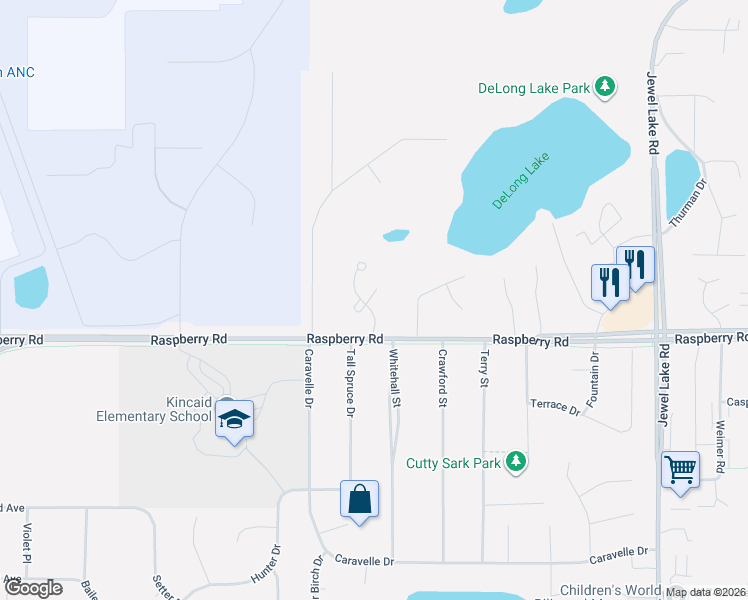 map of restaurants, bars, coffee shops, grocery stores, and more near 6775 Delong Landing Circle in Anchorage