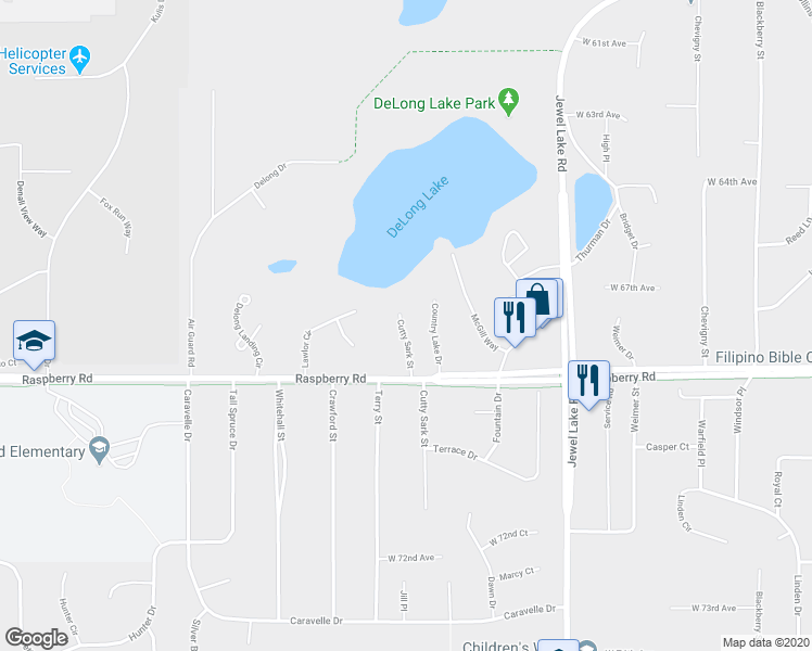 map of restaurants, bars, coffee shops, grocery stores, and more near 6601 Cutty Sark Street in Anchorage