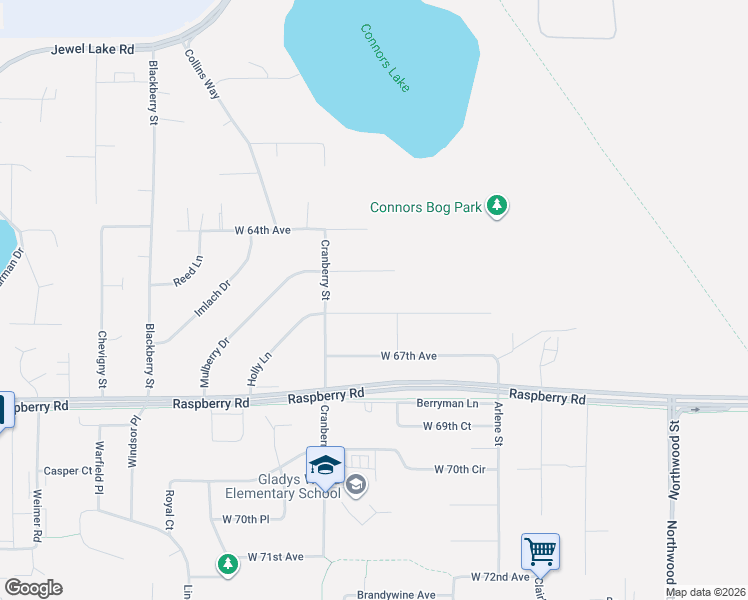 map of restaurants, bars, coffee shops, grocery stores, and more near 2717 West 66th Avenue in Anchorage