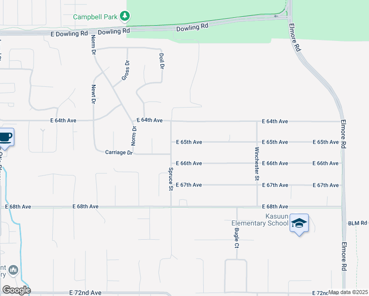 map of restaurants, bars, coffee shops, grocery stores, and more near 3400 East 66th Avenue in Anchorage