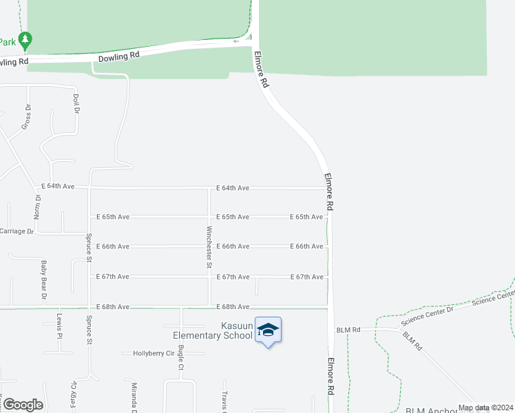 map of restaurants, bars, coffee shops, grocery stores, and more near 3900 East 64th Avenue in Anchorage