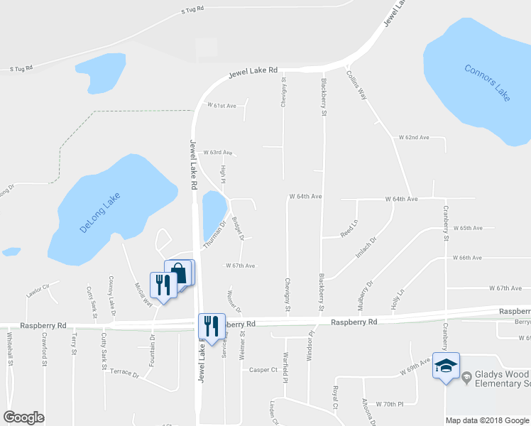 map of restaurants, bars, coffee shops, grocery stores, and more near 3700 West 64th Avenue in Anchorage