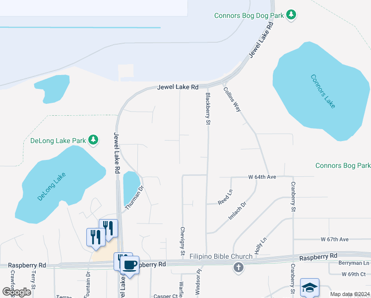 map of restaurants, bars, coffee shops, grocery stores, and more near 6217 Chevigny Street in Anchorage