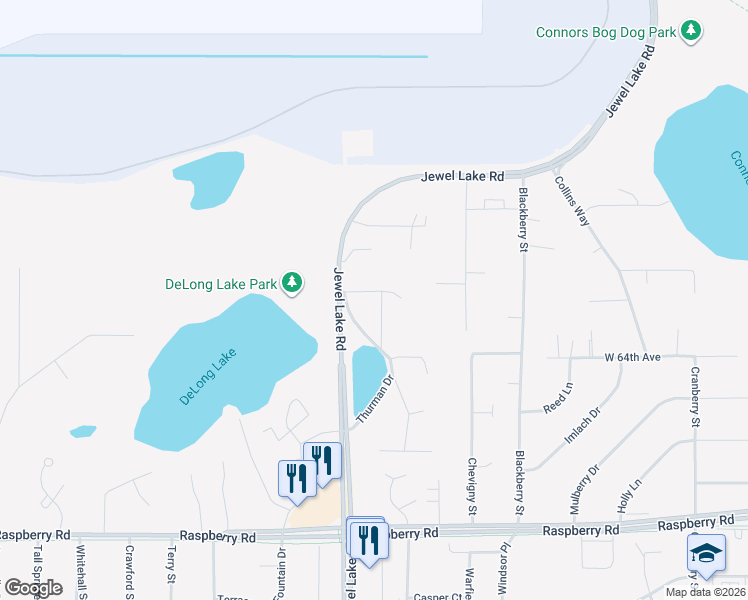 map of restaurants, bars, coffee shops, grocery stores, and more near 3818 West 63rd Avenue in Anchorage