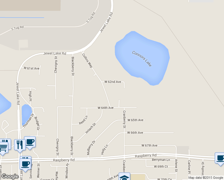 map of restaurants, bars, coffee shops, grocery stores, and more near 6241 Collins Way in Anchorage