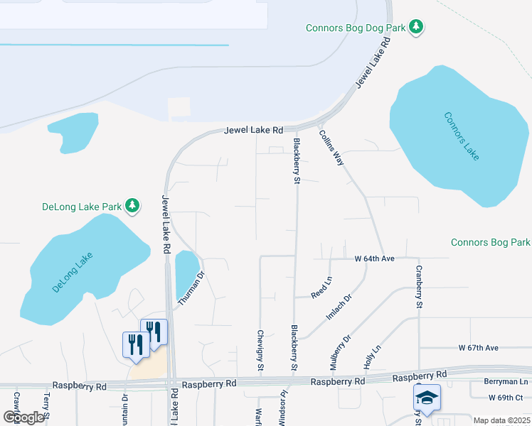 map of restaurants, bars, coffee shops, grocery stores, and more near 6217 Chevigny Street in Anchorage
