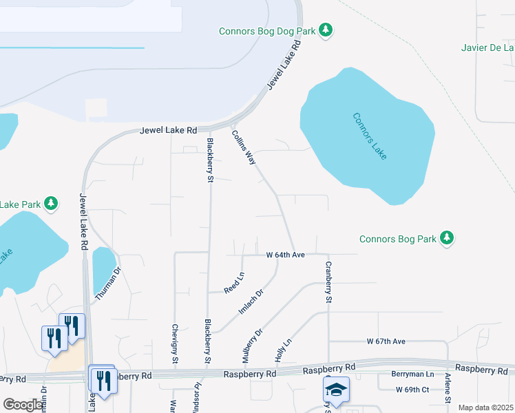 map of restaurants, bars, coffee shops, grocery stores, and more near 6210 Collins Way in Anchorage