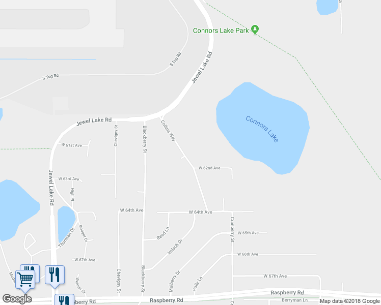 map of restaurants, bars, coffee shops, grocery stores, and more near 6115 Collins Way in Anchorage