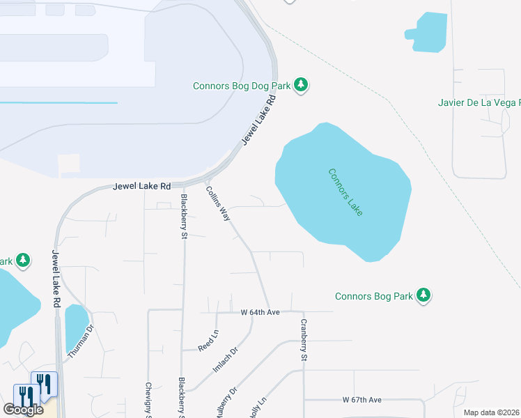 map of restaurants, bars, coffee shops, grocery stores, and more near 6115 Collins Way in Anchorage