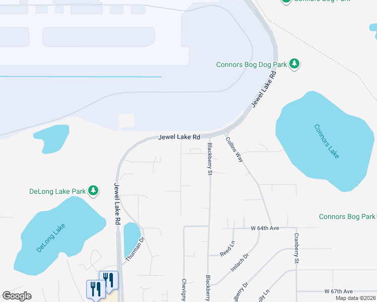 map of restaurants, bars, coffee shops, grocery stores, and more near 6101 Chevigny Street in Anchorage