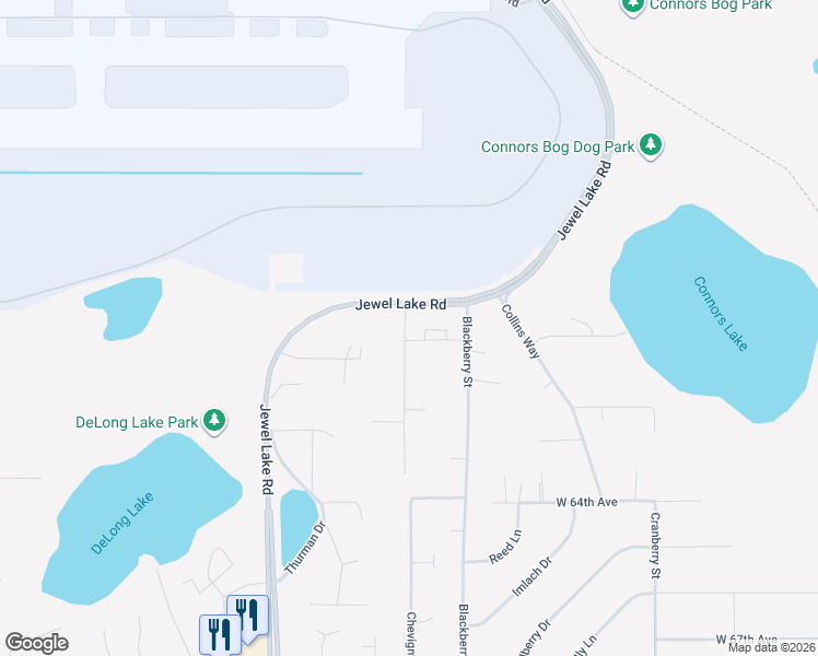 map of restaurants, bars, coffee shops, grocery stores, and more near 6101 Chevigny Street in Anchorage