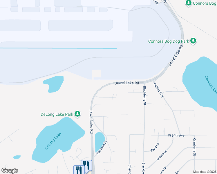 map of restaurants, bars, coffee shops, grocery stores, and more near 6000 Loganberry Street in Anchorage