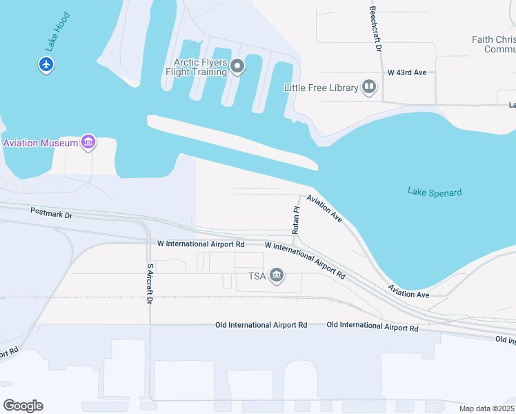 map of restaurants, bars, coffee shops, grocery stores, and more near 4111 Aviation Ave in Anchorage