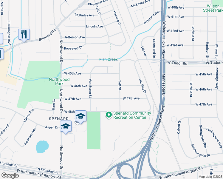 map of restaurants, bars, coffee shops, grocery stores, and more near 2006 West 46th Avenue in Anchorage