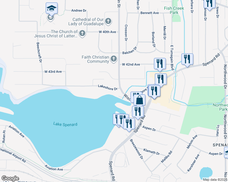 map of restaurants, bars, coffee shops, grocery stores, and more near 3251 Aviation Avenue in Anchorage