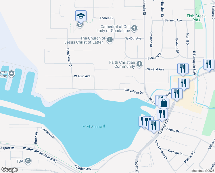 map of restaurants, bars, coffee shops, grocery stores, and more near 3403 Lakeshore Drive in Anchorage