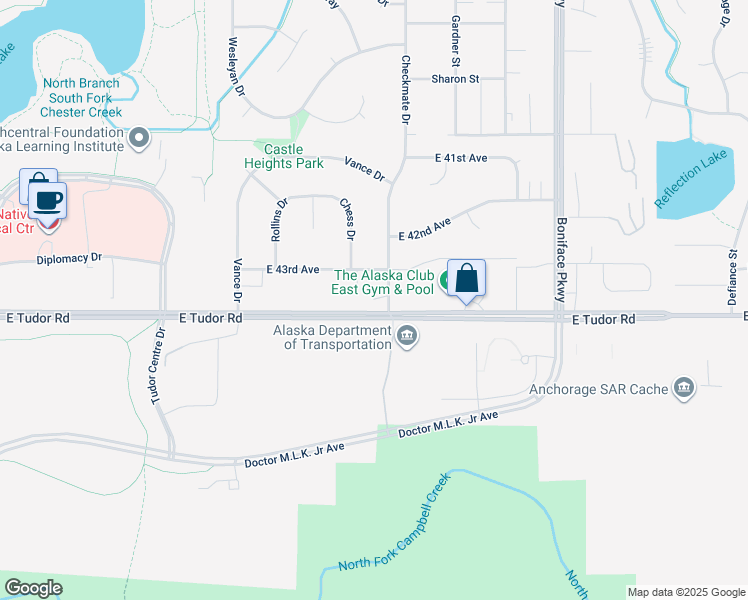 map of restaurants, bars, coffee shops, grocery stores, and more near in Anchorage