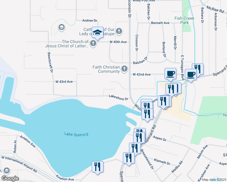 map of restaurants, bars, coffee shops, grocery stores, and more near 3251 Aviation Avenue in Anchorage