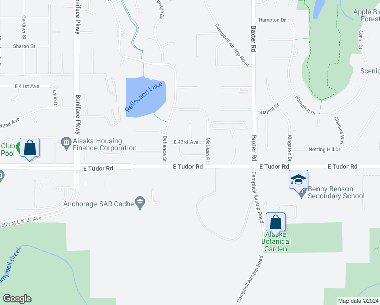 map of restaurants, bars, coffee shops, grocery stores, and more near 6016 Kody Drive in Anchorage