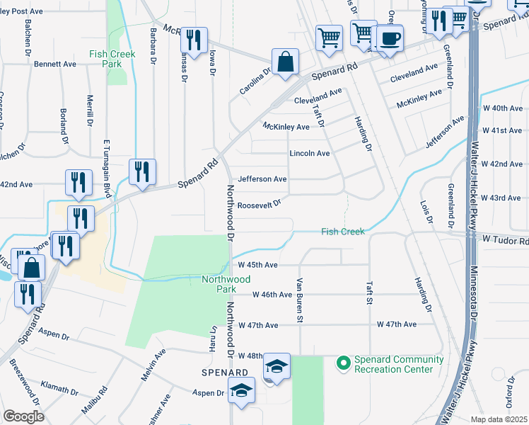 map of restaurants, bars, coffee shops, grocery stores, and more near 2308-2310 Jefferson Avenue in Anchorage