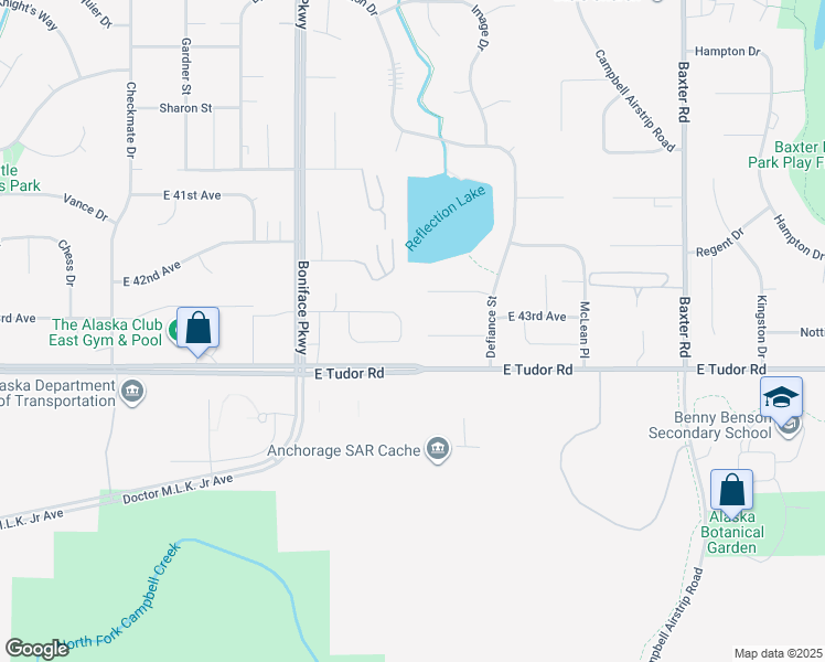 map of restaurants, bars, coffee shops, grocery stores, and more near 5730 Jordan Circle in Anchorage