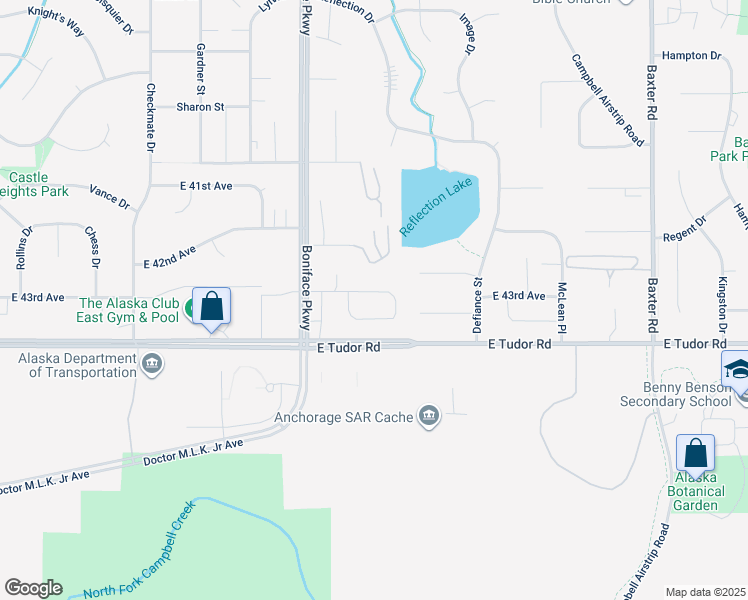 map of restaurants, bars, coffee shops, grocery stores, and more near 5622 East 43rd Avenue in Anchorage