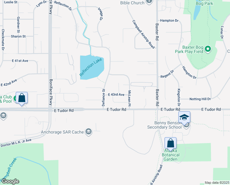 map of restaurants, bars, coffee shops, grocery stores, and more near 5949 East 43rd Avenue in Anchorage