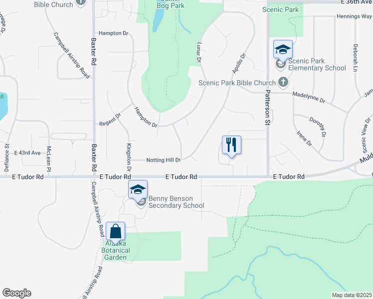 map of restaurants, bars, coffee shops, grocery stores, and more near 4261 Chelsea Way in Anchorage
