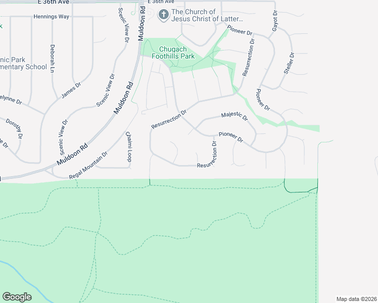 map of restaurants, bars, coffee shops, grocery stores, and more near 4243 Pinnacle Circle in Anchorage