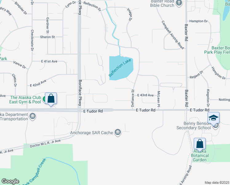 map of restaurants, bars, coffee shops, grocery stores, and more near 5730 Jordan Circle in Anchorage