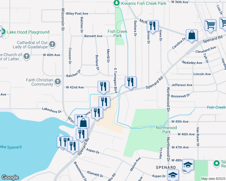 map of restaurants, bars, coffee shops, grocery stores, and more near 2714 West 42nd Avenue in Anchorage