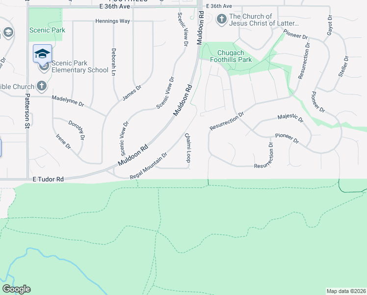 map of restaurants, bars, coffee shops, grocery stores, and more near 7813 Chaimi Loop in Anchorage