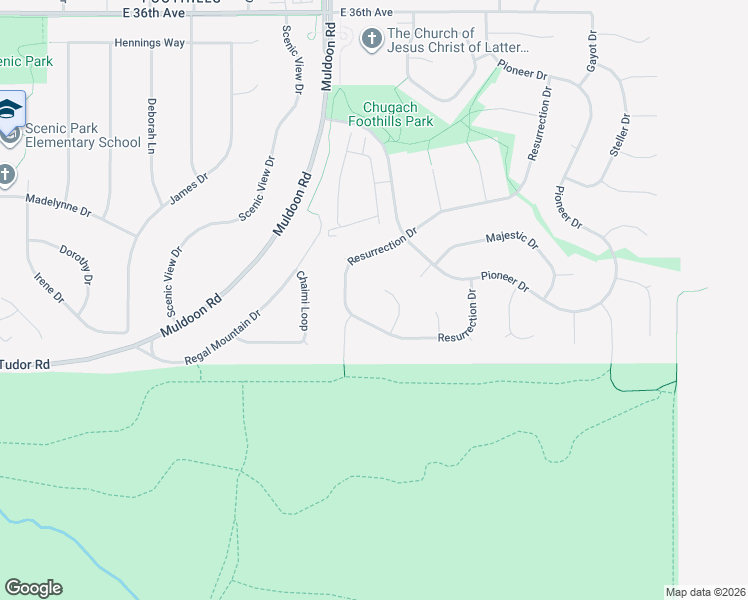map of restaurants, bars, coffee shops, grocery stores, and more near 4220 Pinnacle Circle in Anchorage