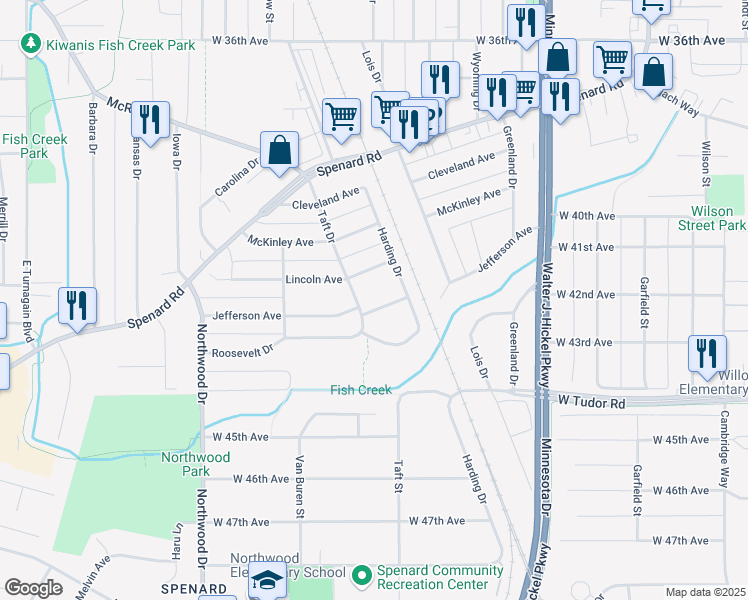 map of restaurants, bars, coffee shops, grocery stores, and more near 2107 Jefferson Avenue in Anchorage