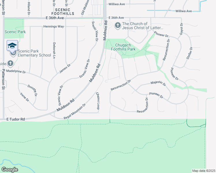 map of restaurants, bars, coffee shops, grocery stores, and more near 7936 Resurrection Drive in Anchorage