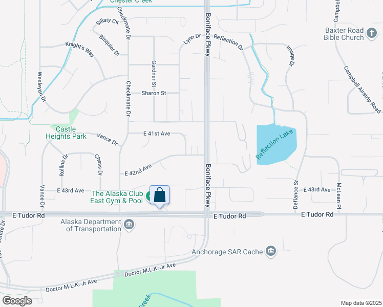map of restaurants, bars, coffee shops, grocery stores, and more near 5419 East 42nd Avenue in Anchorage