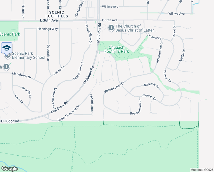 map of restaurants, bars, coffee shops, grocery stores, and more near 7914 Resurrection Drive in Anchorage