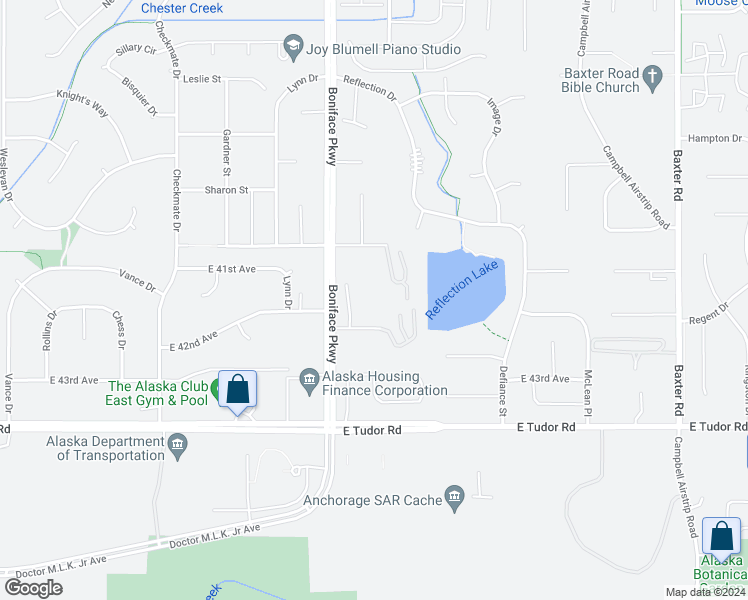 map of restaurants, bars, coffee shops, grocery stores, and more near 5614 East 40th Avenue in Anchorage