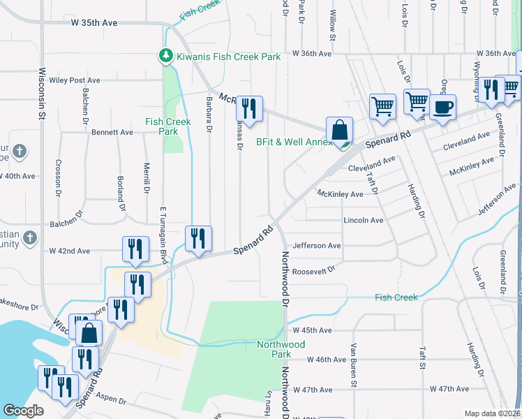 map of restaurants, bars, coffee shops, grocery stores, and more near 4004 Iowa Drive in Anchorage