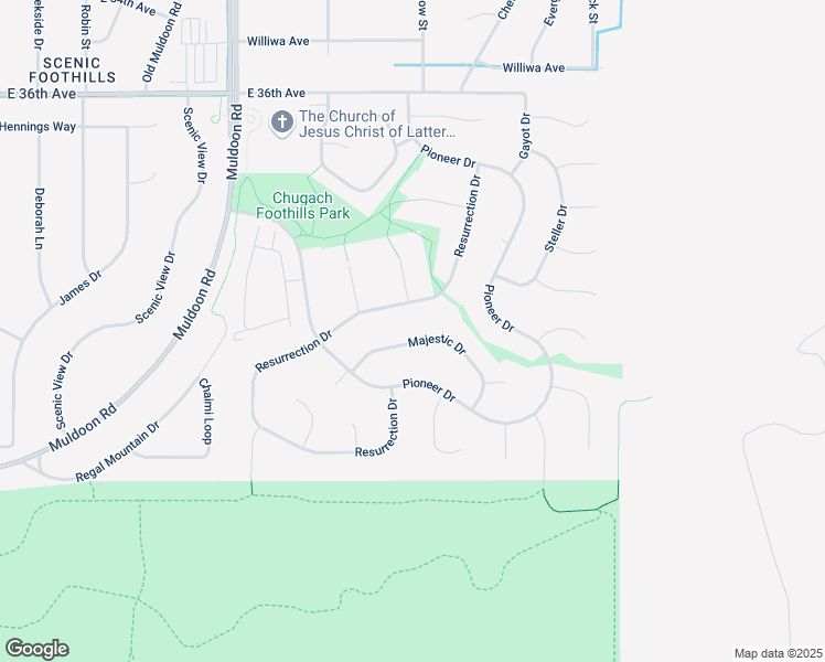 map of restaurants, bars, coffee shops, grocery stores, and more near 8251 Majestic Drive in Anchorage