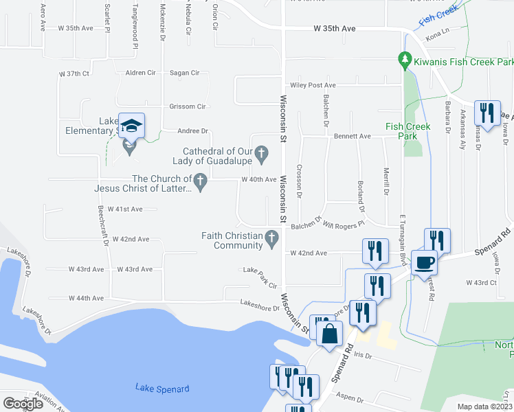 map of restaurants, bars, coffee shops, grocery stores, and more near 4030 Wispen Circle in Anchorage