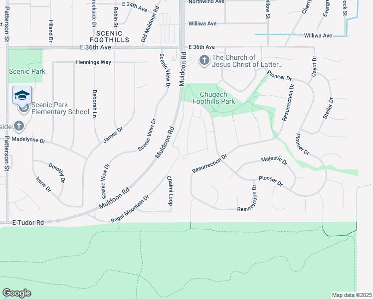 map of restaurants, bars, coffee shops, grocery stores, and more near 7936 Resurrection Drive in Anchorage